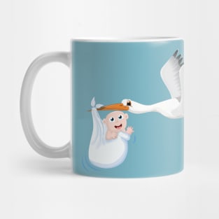 Stork Carrying a baby Mug